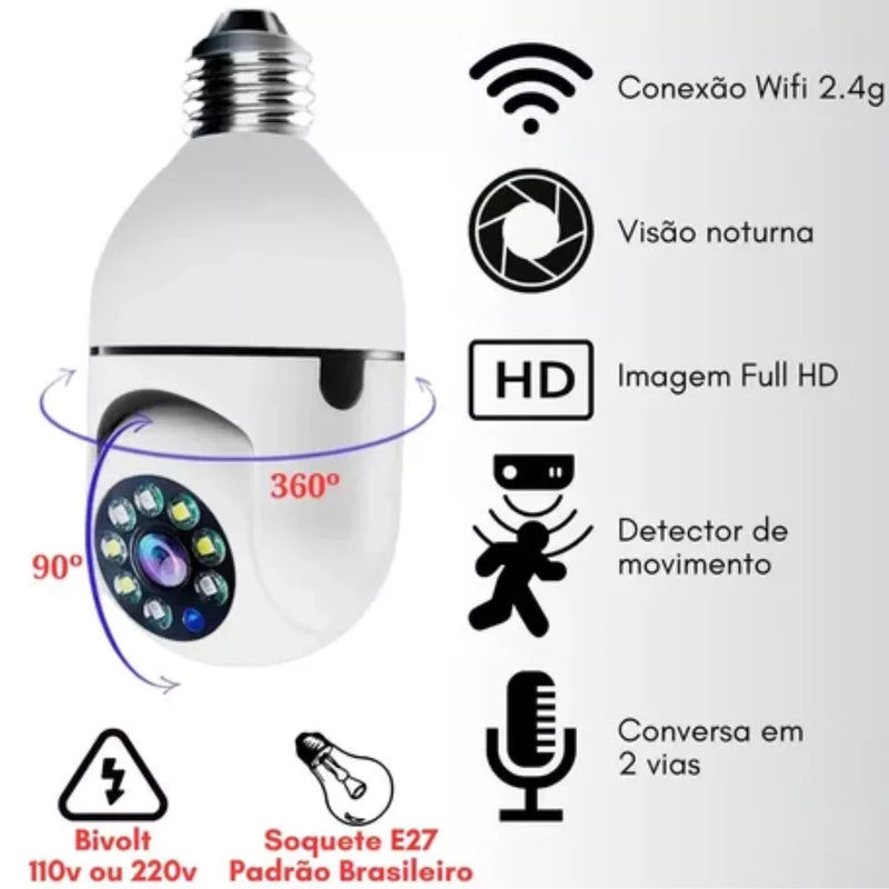 Câmera De Segurança Visão Noturna Lâmpada Fácil Instalação Câmera