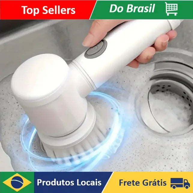 Escova elétrica de limpeza sanitária giratória 5 em 1 USB escova mágica multiuso limpador de banho prático cozinha sala de estar banheiro calçados azulejo germfree safeglow flex clean