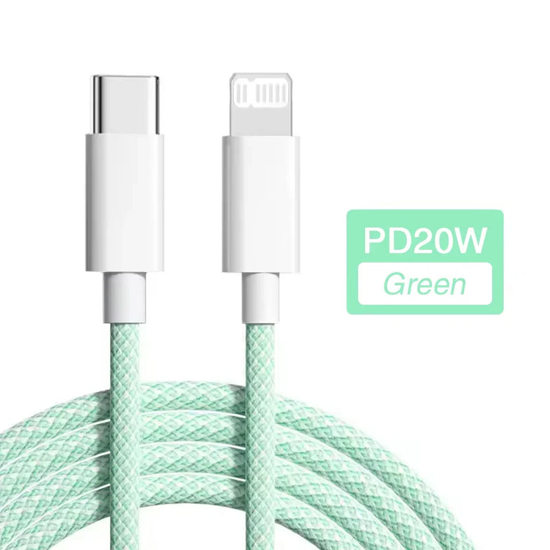 PD 20W USB-C Charging Cable For iPhone 14 13 12 11 Pro Max Xs 8 Plus iPad 3A Fast Charging Cord ‌Lightning Data Cable For iPhone