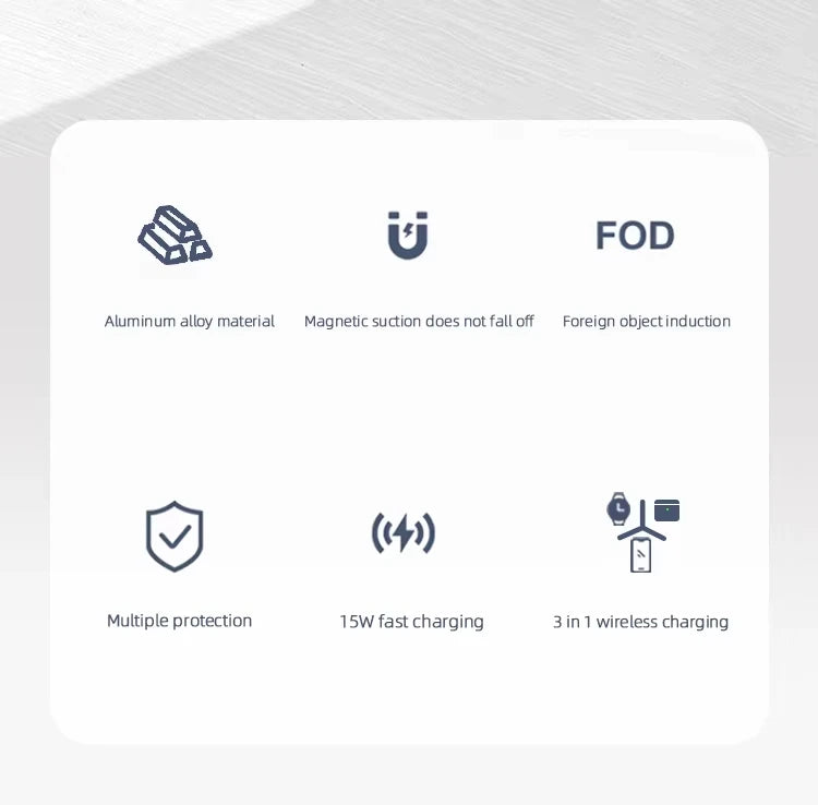 Portable Metal Qi2 3 in 1 Wireless Charging Holder Stand 15w Magnetic Foldable Wireless Charger Mobile Phone Stand for Apple