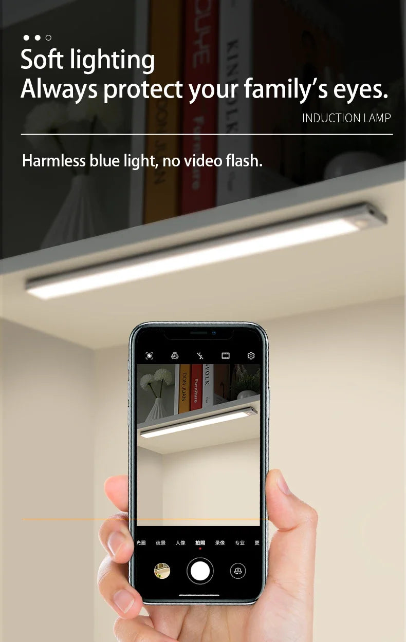 Night Light LED Motion Sensor 20/30/40/60CM Wireless USB Cabinet Night Light Wardrobe Lamp For Kitchen Cabinet Wardrobe Bedroom