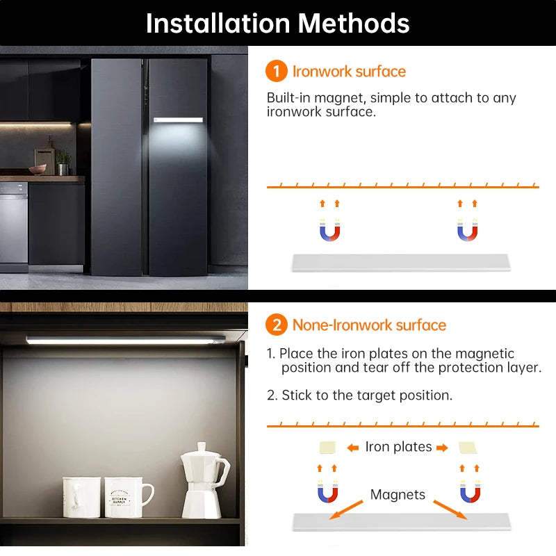 Night Light LED Motion Sensor 20/30/40/60CM Wireless USB Cabinet Night Light Wardrobe Lamp For Kitchen Cabinet Wardrobe Bedroom