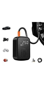 Portable Air Compressor, Portable Mini Air Compressor, Car Tire Filling Pump, Portable Air Pump, LED Lighting