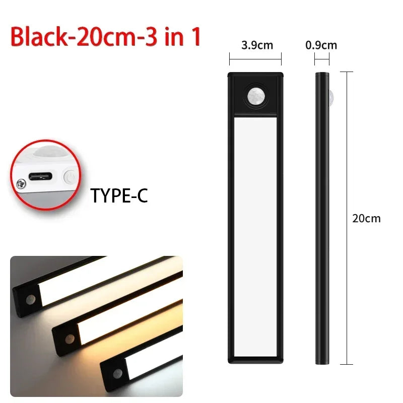 Night Light LED Motion Sensor 20/30/40/60CM Wireless USB Cabinet Night Light Wardrobe Lamp For Kitchen Cabinet Wardrobe Bedroom