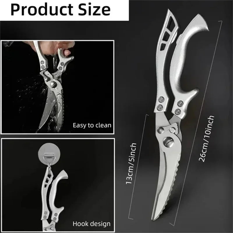 Laser Damascus Kitchen Knife Cleaver Meat Fruit Bread Knife Barbecue Boning Knife Cut Chicken Convenient Scissors Kitchen Knives