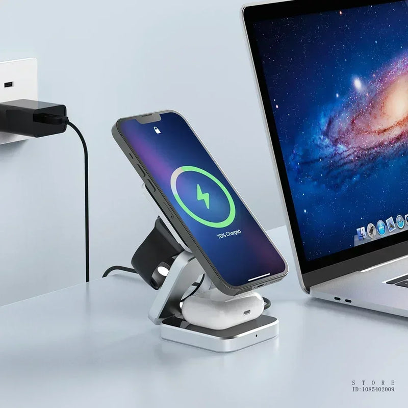 Estação de carregamento sem fio magnética para Samsung 3 em 1 Carregador sem fio rápido para Samsung Galaxy S24 S23 S22 Estação de carregamento