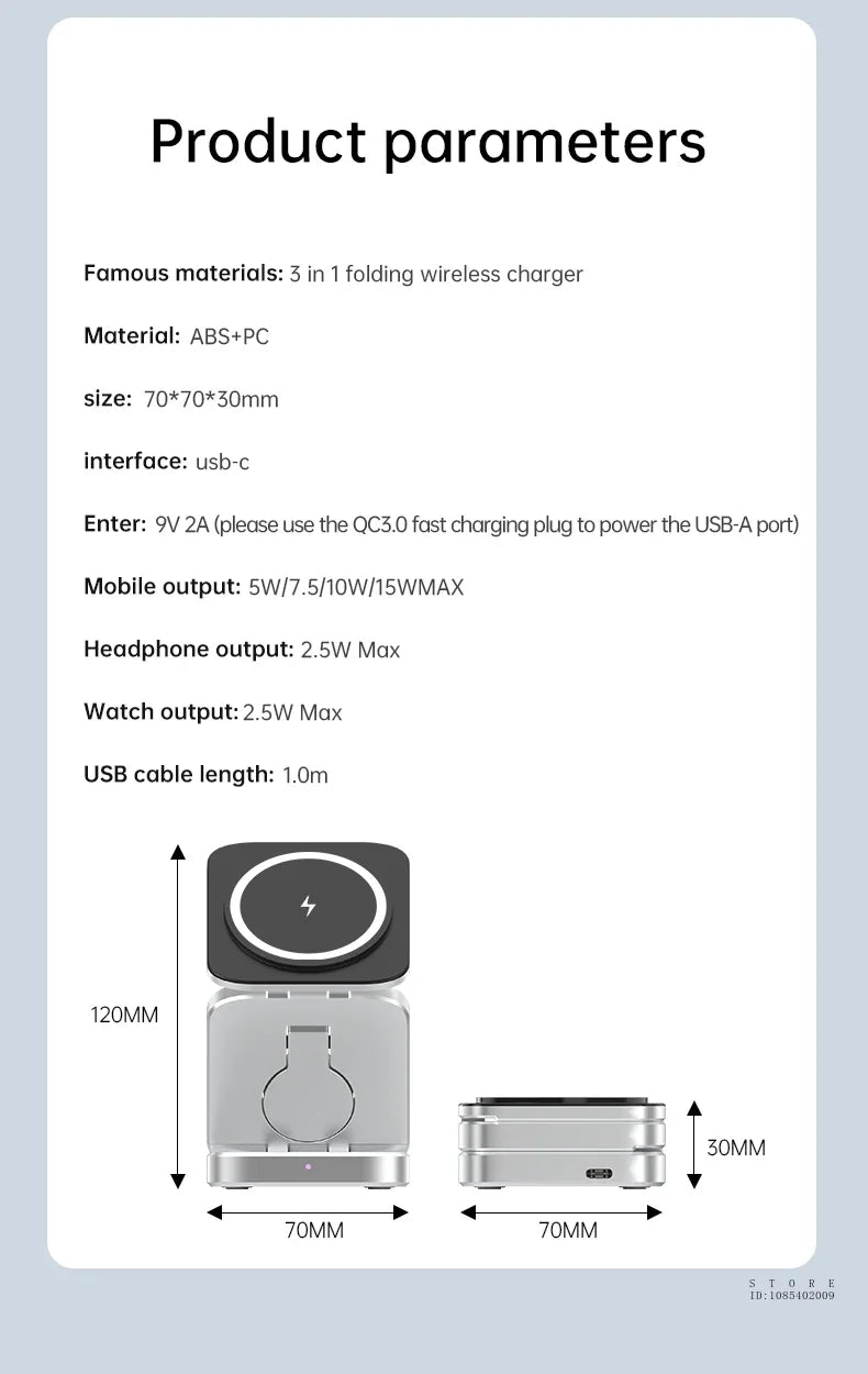 Estação de carregamento sem fio magnética para Samsung 3 em 1 Carregador sem fio rápido para Samsung Galaxy S24 S23 S22 Estação de carregamento