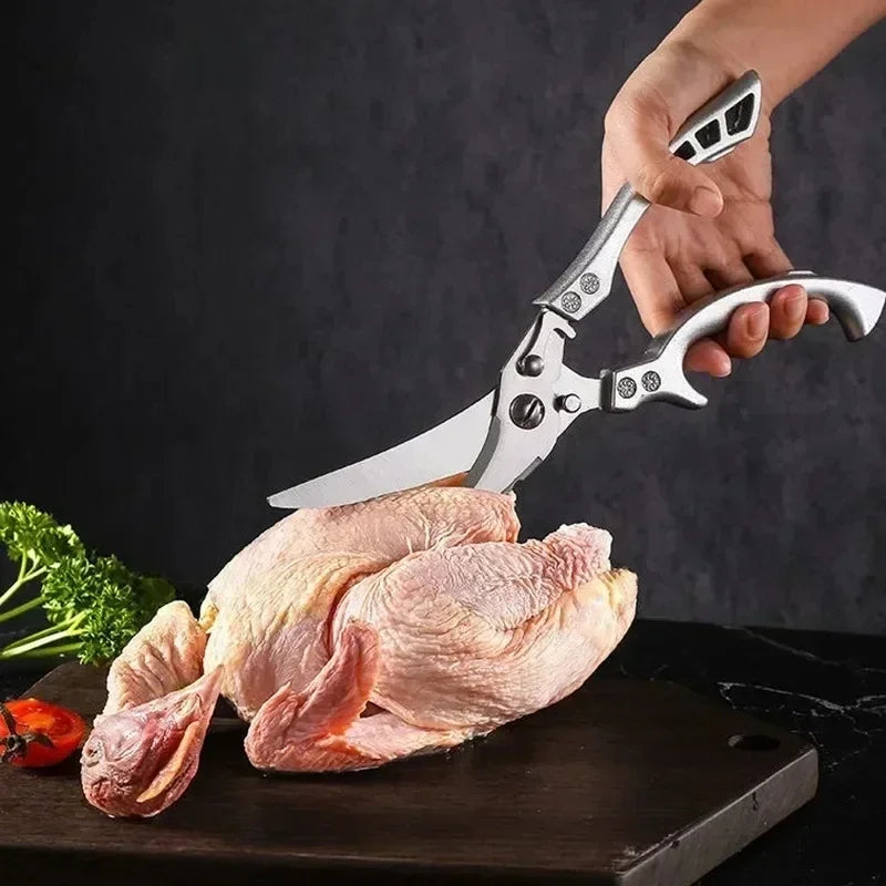 Laser Damascus Kitchen Knife Cleaver Meat Fruit Bread Knife Barbecue Boning Knife Cut Chicken Convenient Scissors Kitchen Knives