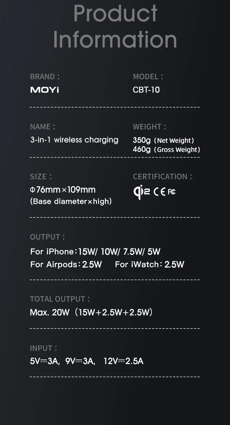Qi2 3 in 1 Multifunction Magnetic Wireless Charger Touch Roating Fast Charging Base for Iphone 16 15 14 Pro Max, Iwatch Earphone