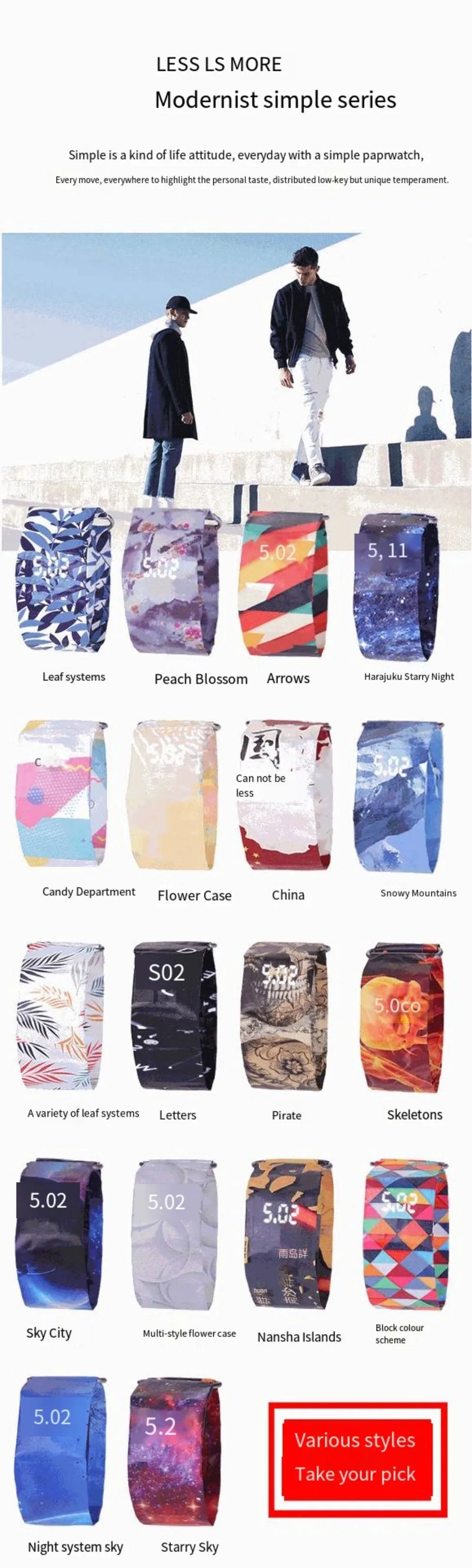 Smart Watch 2024 Trend PaperWatch PaprseWatch Paper Waterproof Youth Peple  Electronic Creative Variety of Styles
