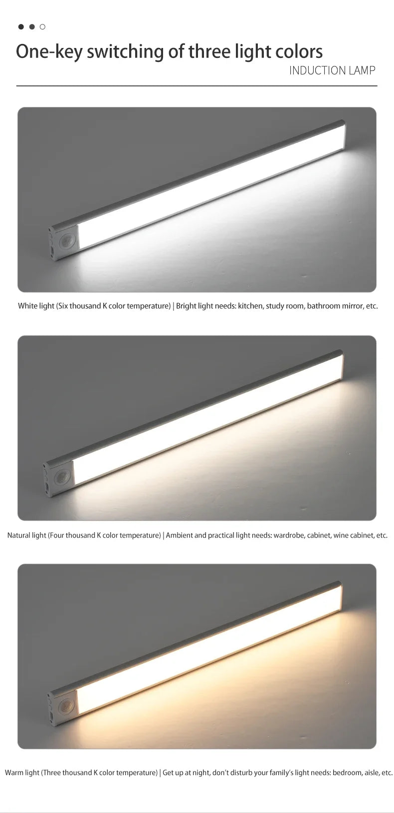 Night Light LED Motion Sensor 20/30/40/60CM Wireless USB Cabinet Night Light Wardrobe Lamp For Kitchen Cabinet Wardrobe Bedroom
