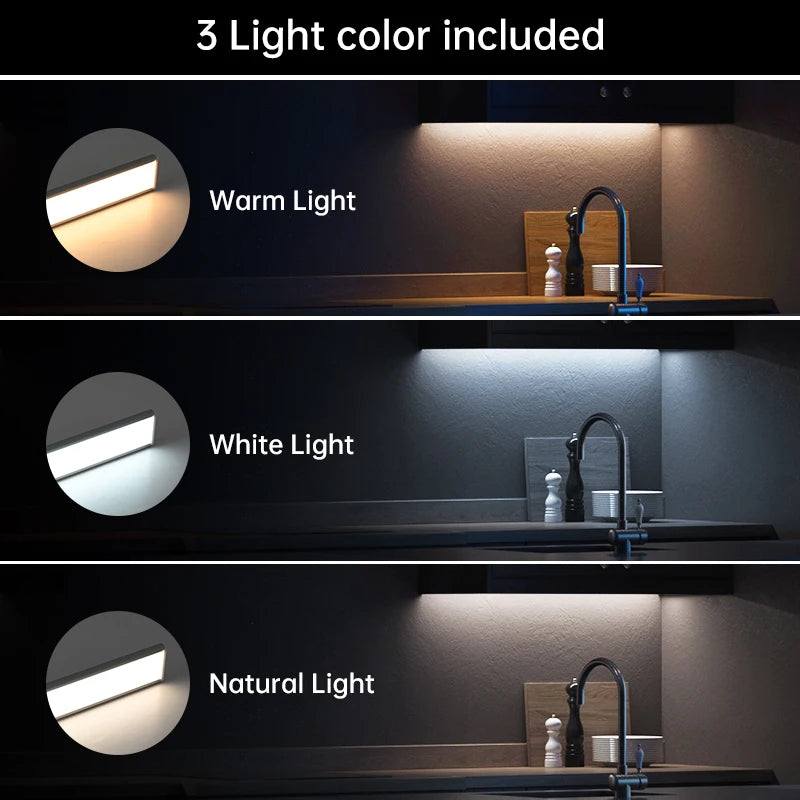 Night Light LED Motion Sensor 20/30/40/60CM Wireless USB Cabinet Night Light Wardrobe Lamp For Kitchen Cabinet Wardrobe Bedroom