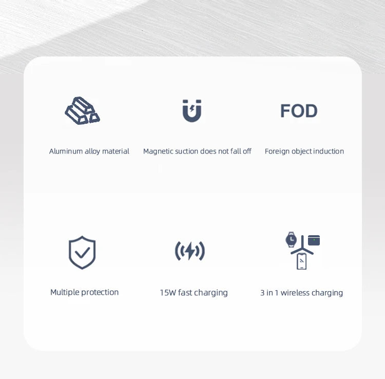 Carregador sem fio magnético 3 em 1 com certificação Qi2, suporte de carregamento dobrável de alumínio para iPhone 16/15/14 Pro Max, AirPods, iWatch