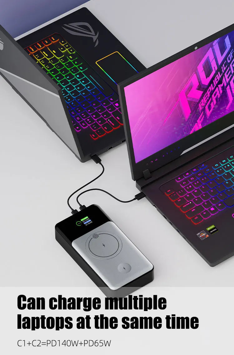 289.5W Graphene Power Bank OLED Color Screen Display 25000mah/92.5Wh PD3.1 140W Wireless15W PPS QC Laptop Phone Fast Charging
