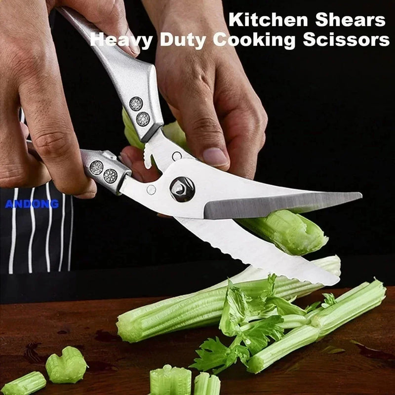 Laser Damascus Kitchen Knife Cleaver Meat Fruit Bread Knife Barbecue Boning Knife Cut Chicken Convenient Scissors Kitchen Knives