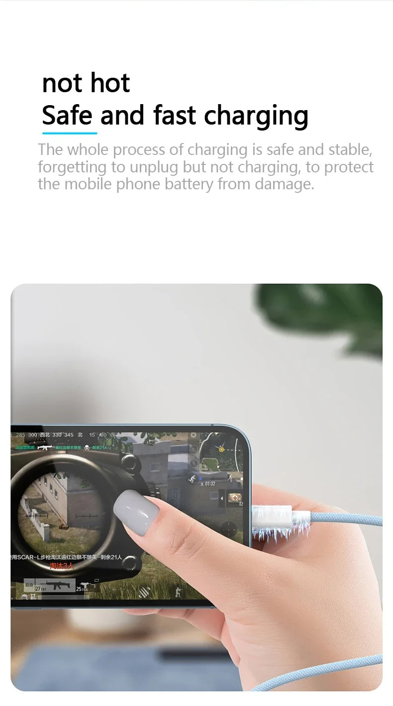 PD 20W USB-C Charging Cable For iPhone 14 13 12 11 Pro Max Xs 8 Plus iPad 3A Fast Charging Cord ‌Lightning Data Cable For iPhone