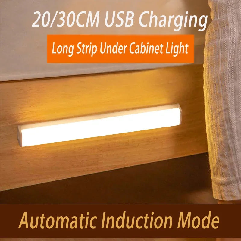 Night Light LED Motion Sensor 20/30/40/60CM Wireless USB Cabinet Night Light Wardrobe Lamp For Kitchen Cabinet Wardrobe Bedroom