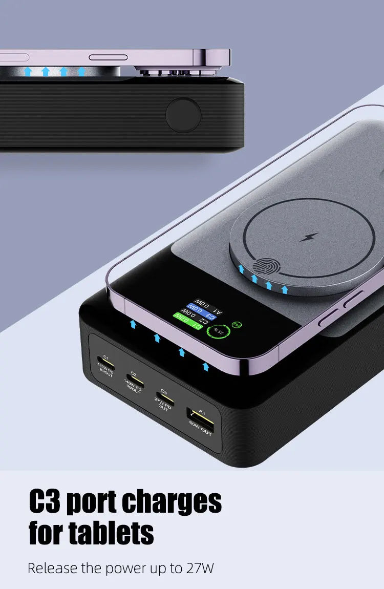 289.5W Graphene Power Bank OLED Color Screen Display 25000mah/92.5Wh PD3.1 140W Wireless15W PPS QC Laptop Phone Fast Charging