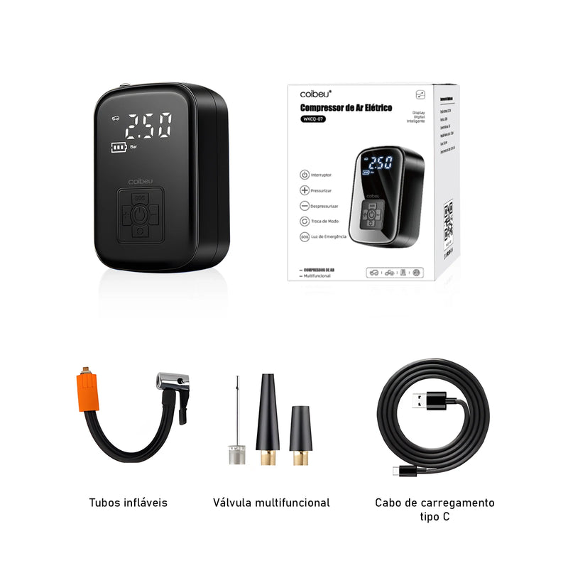 Portable Air Compressor, Portable Mini Air Compressor, Car Tire Filling Pump, Portable Air Pump, LED Lighting