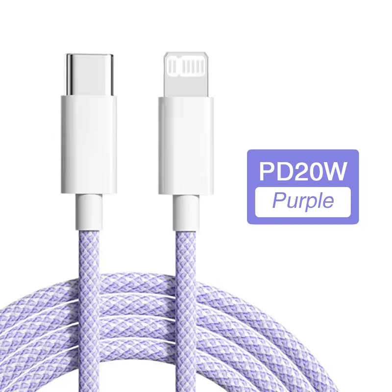PD 20W USB-C Charging Cable For iPhone 14 13 12 11 Pro Max Xs 8 Plus iPad 3A Fast Charging Cord ‌Lightning Data Cable For iPhone