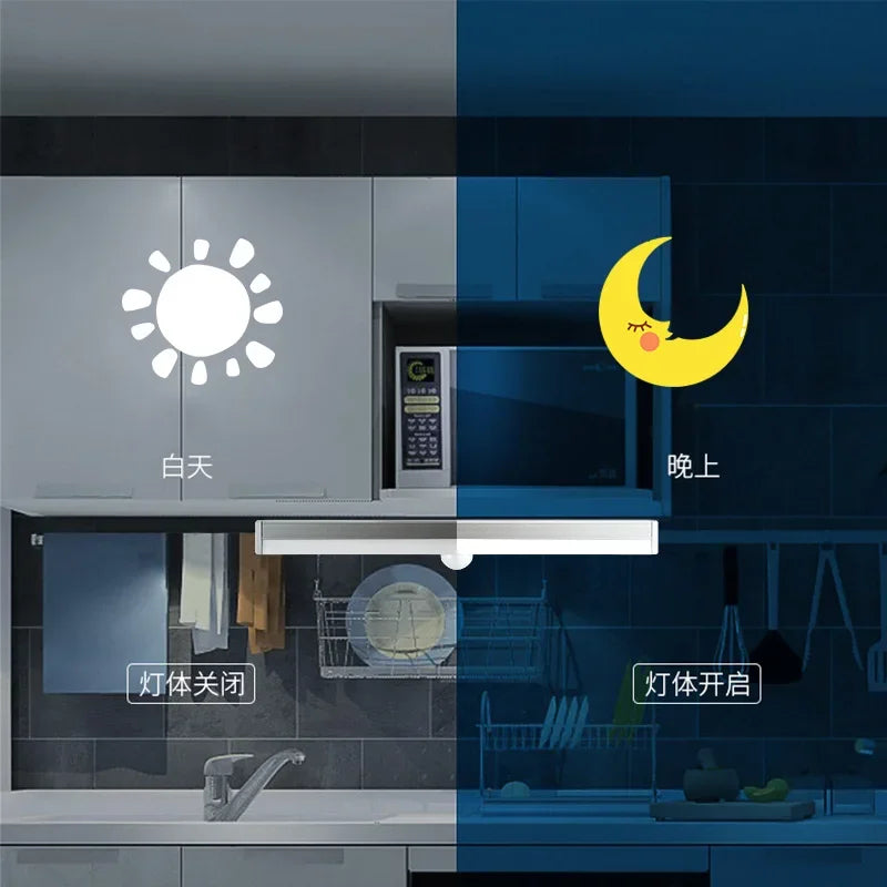 Night Light LED Motion Sensor 20/30/40/60CM Wireless USB Cabinet Night Light Wardrobe Lamp For Kitchen Cabinet Wardrobe Bedroom