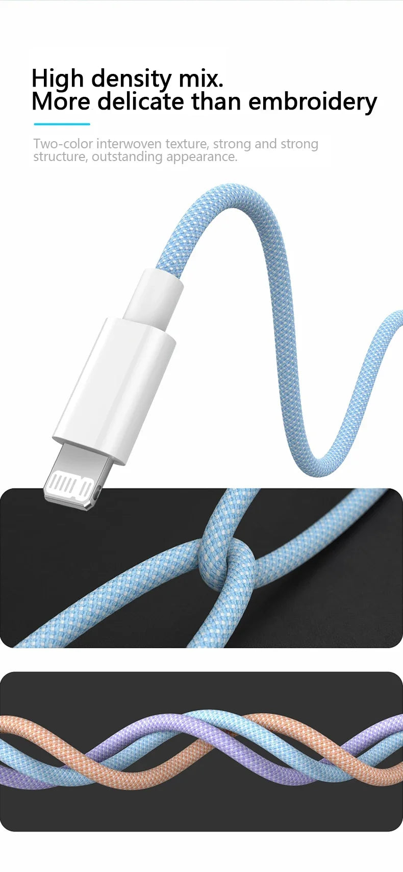 PD 20W USB-C Charging Cable For iPhone 14 13 12 11 Pro Max Xs 8 Plus iPad 3A Fast Charging Cord ‌Lightning Data Cable For iPhone