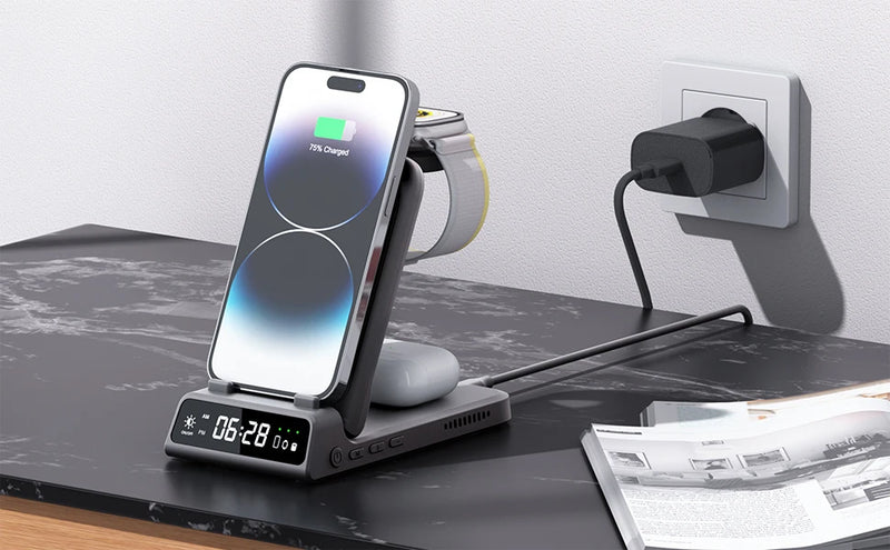 SwanScout 703A Wireless Charger for iPhone 16 15 14 13 12 11 Series Charging Station for Apple Watch 10 Ultra 2 for AirPods 4 2